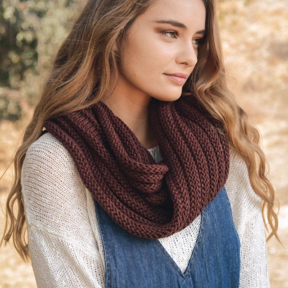 Classic Rib Knit Infinity Scarf - Picture 4 of 9